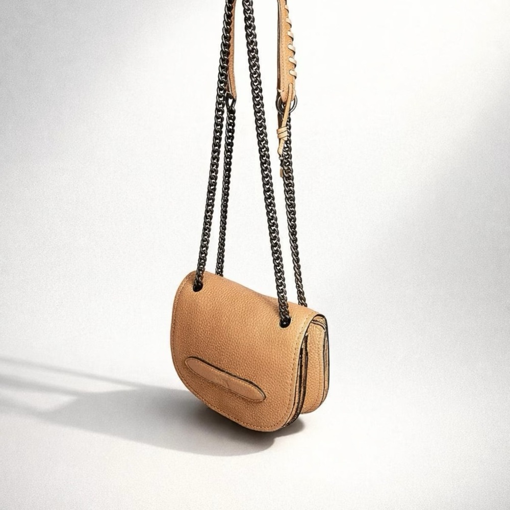 Coach Beige Leather Crossbody Bag with Chain - Picture 2 of 5